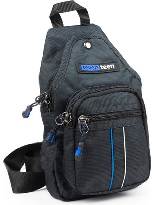 İmaks Küçük Boy Çokgözlü Günlük Çapraz Göğüs El ve Omuz Çantası Unisex Body Bag Siyah Mavi 955