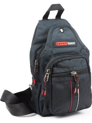 İmaks Küçük Boy Çokgözlü Günlük Çapraz Göğüs El ve Omuz Çantası Unisex Body Bag Siyah Kırmızı 955