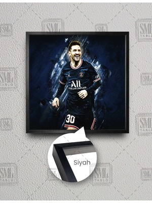 SML Tablo Lionel Messi Psg Paris Saint Germain Futbol Football Player Kare Çerçeveli Kanvas Tablo
