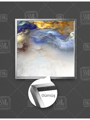 SML Tablo Dokusal Abstract Sanat Karışık Renkli Bulutlar Modern Sanat Dekor Kare Çerçeveli Kanvas Tablo