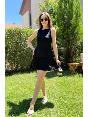 Dilay Gökoğlu Butik Kolsuz Bisiklet Yaka Şortlu Kısa Elbise