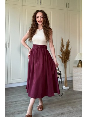 Dilay Gökoğlu Butik Kemerli Poplin Etek Elbise