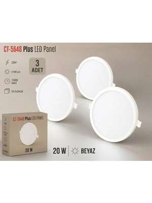 Aygün Elektrik CT-5648 20 Watt LED Panel Ayarlı Beyaz - 3 Adet