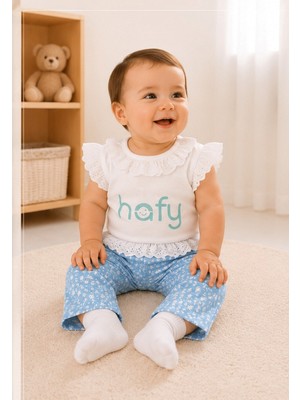 Hafy Baby Kız Bebek Fisto Yakalı Badi ve Çiçekli Tayt Ikili Takım
