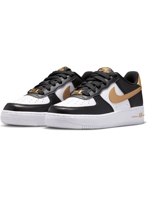 Nike Air Force 1 Low (Gs) Siyah Beyaz Altın Unisex Sneaker Spor Ayakkabı | CT3839-009
