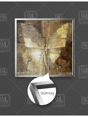 SML Tablo Kanatları Açık Altın Gold Soyut Kelebek Modern Sanat Dekor Kare Çerçeveli Kanvas Tablo