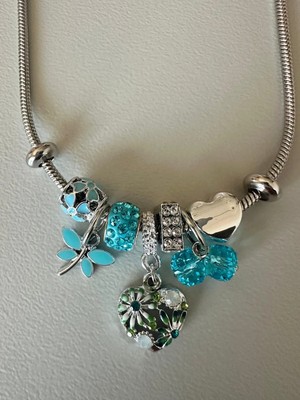 Rasa Gümüş Kaplama Çoklu Charm Detaylı Stil Kolye