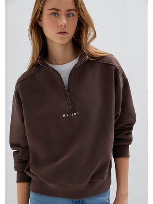 Mavi Logo Baskılı Sweatshırt Chocolate Brown