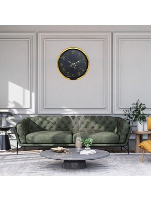 Gold Mermer Desenli 52 x 52 cm Duvar Saati