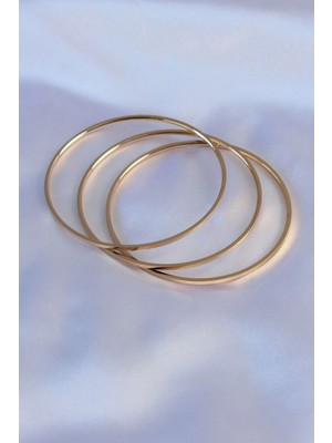 Mey Ithalat® 316L Çelik Gold Renk Ajda Model Kadın 65 mm Bilezik