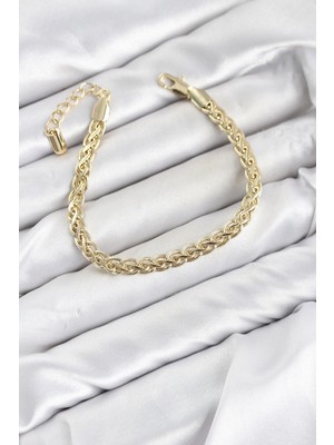 Mey Ithalat® cm Singapur Zincir Model Gold Renk Pirinç Kadın Bileklik