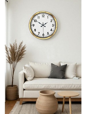 40 cm Metal Gold Standart Duvar Saati – Modern ve Dekoratif Tasarım