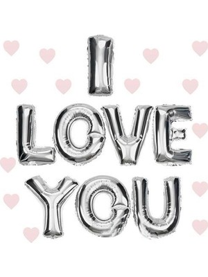 Mey Ithalat® I Love You Folyo Balon Gümüş Renk 35 cm
