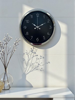 Dekoratif ve Şık 40 cm Krom Metal Duvar Saati