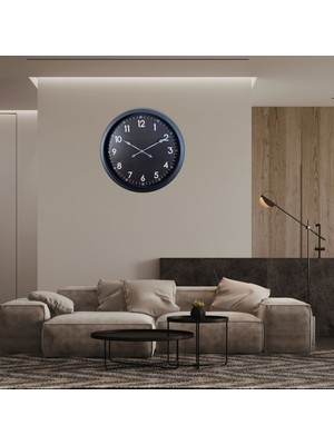 Siyah Klasik 60 x 60 cm Metal Duvar Saati
