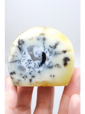 Healcrystal Merlinit (Dendritik Opal) - Mavi Kalsedon ve Bal Opalı Serbest Form | Içgörü ve Denge Taşı, 117G