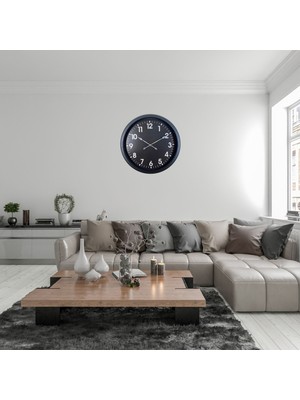 Siyah Standart Elegance 60 x 60 cm Metal Duvar Saati