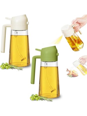 Cam Yağdanlık 2ın1 Spreyli Akıtmalı Kilitli Kapaklı Sürahi Modeli 450ML