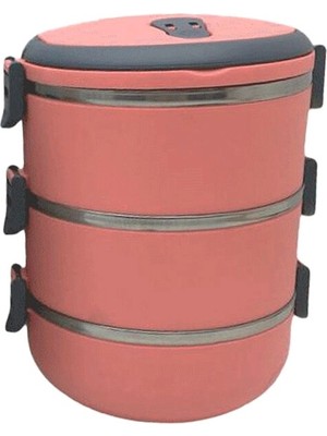 Yemek Termosu Koyu Pembe 3lü Sefer Tası Saklama Kabı 1.8lt