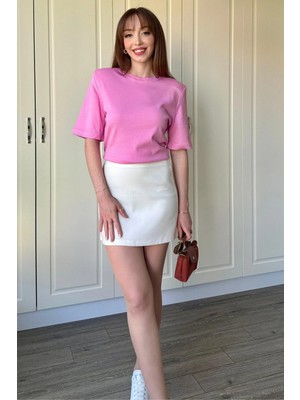 Dilay Gökoğlu Butik Basic Mini Beyaz Etek