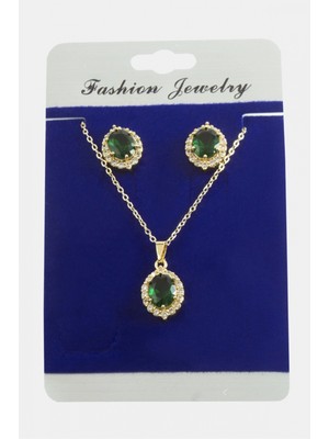 Hace Bazaar Oval Zirkon Taşlı Set Kolye