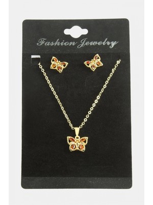 Hace Bazaar Kelebek Zirkon Taşlı Set Kolye