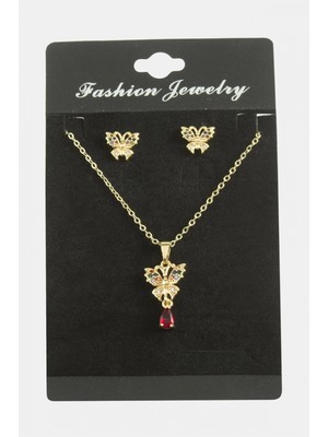 Hace Bazaar Kelebek Zirkon Taşlı Set Kolye