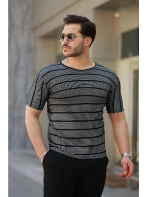 MiraLive Erkek Petek Desenli Kısa Kollu T-Shirt