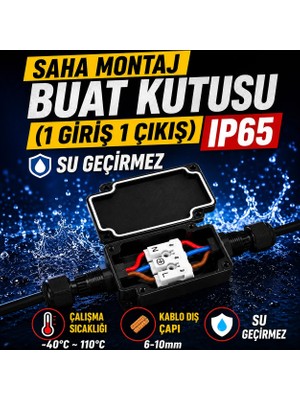Nexo IP65 Su Geçirmez Buat Kutusu Saha Montaj Konnektörü Siyah 1 Giriş 1 Çıkış