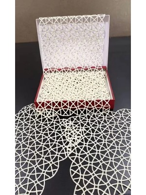 Ceki Home Salon Takımı 5 Parça Dantel Masa Örtüsü Runner Seti Angles Model No 258 Krem