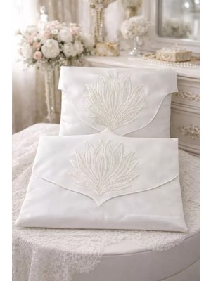 Ceki Home Fransız Güpürlü Zarf Bohça Nişan Bohçası Söz Bohçası 3 Boyutlu Tekli Bohça 50X50 cm