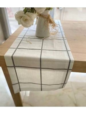Ceki Home Masa Üzerine Runner, Masa Örtüsü Runneri Tek Runner Belena 30/130 cm Kahve Çizgili