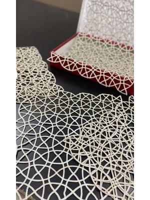 Ceki Home Angles Model Kahverengi 5 Parça Dantel Runner Seti Masa Örtüsü Salon Takımı