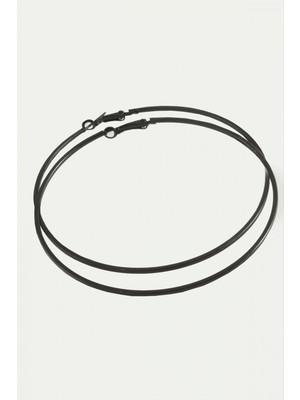 Hace Bazaar Ezme Çizgili Metal Halka Küpe 8-9-10 cm
