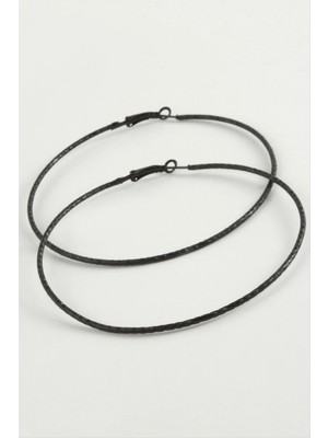 Hace Bazaar Çizgili Metal Halka Küpe 8-9-10 cm