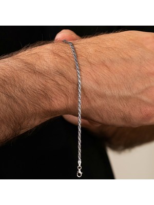 Ebrar Silver Gümüş Burgu Model Erkek Bilekliği 925 Ayar Gümüş Taşsız Zincir Erkek Bileklik