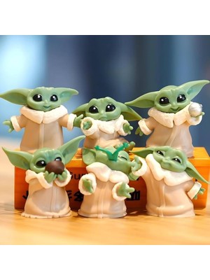 Zemira Senon 6 Lı Set Sevimli Bebek Yoda Ürün Koleksiyonu Dekoratif Biblo Masa Süsü Hediyelik Eşya