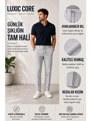 Luxic Core Erkek Pamuklu Bağcıklı Pantolon Rahat Kalıp Günlük Casual Yazlık 2026 Yaz Koleksiyonu