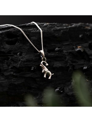 Ebrar Silver Gümüş Mini Fil Kolye 925 Ayar Gümüş Küçük Boy Fil Figürlü Unisex Kolye