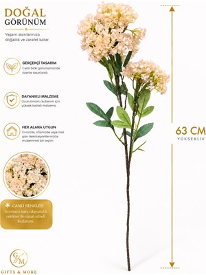 Gfsmore Seta Garden Dekoratif Yapay Mine Çiçeği Dalı - Tek Kök Üzerinde Çift Çiçek Başlıklı - 63 cm - Açık Pembe