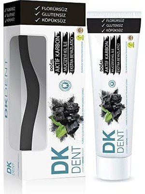 Vegan Aktif Karbonlu Florürsüz Diş Macunu 75 ml Diş Fırçası Hediyeli