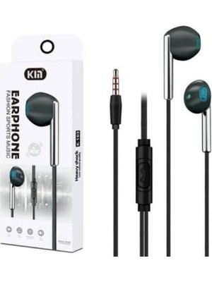 K103 3.5mm Jack Girişli Metal Nikelajlı Yüksek Ses Sporcu Kulak Içi Extra Bass Kulaklık Stereo Siyah