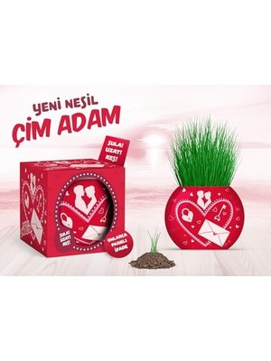Aşk Temalı Xl Çim Adam - 6'lı Bitki Yetiştirme Seti – Romantik ve Eğlenceli Bir Hediye