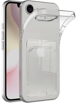 & Aksesuar iPhone 16E / 17E ile Uyumlu Şeffaf Yapıya Sahip Arka Ksımında Kartlık Bölmeli Kolay Kullanım Sağlayan Telefon Kılıfı