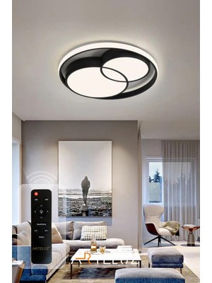 Arteluz Modern Çift Yuvarlak Plafonyer Kumandalı LED Tavan Avize