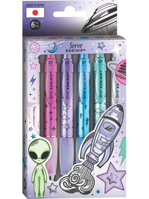 Serve Deep M.kur Kalem Uzay Tema Metalik 6 Lı Kutu Set-A