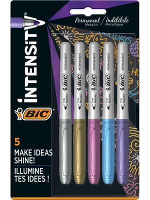 Intensity Permanent Marker Metalik Kalıcı Işaretleyiciler - 5'li Paket - Çeşitli Metalik Renkler - K