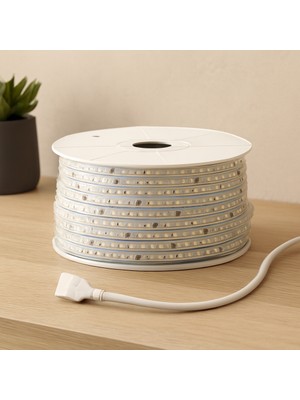 100M 220V Dış Mekan LED Şerit 6500K Beyaz 120 Led/m