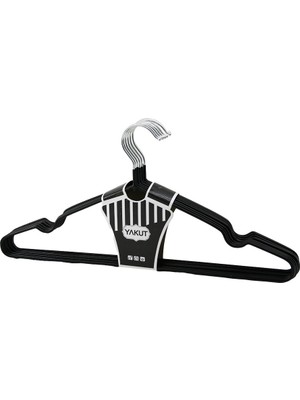 Siyah 10PCS Silikon Kaplamalı Metal Elbise Askısı