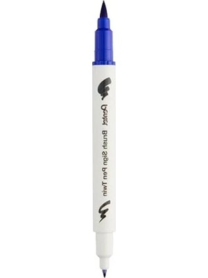 Aesco Mavi Renkli Çift Taraflı Fırça Uçlu Kalem, Brush Sing Pen Twin